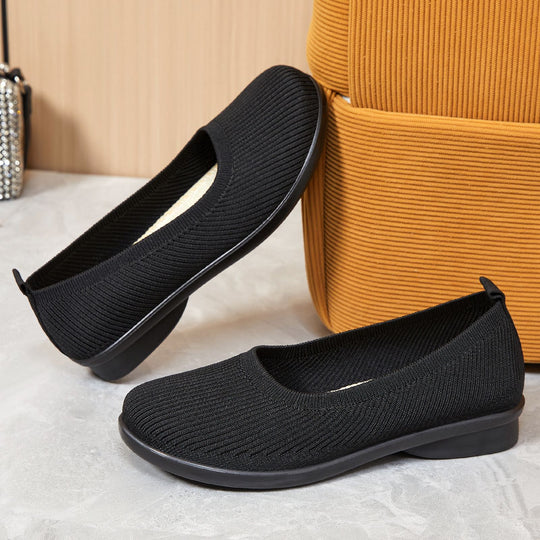 Damen bequeme Ballerinas mit elastischem Obermaterial EB