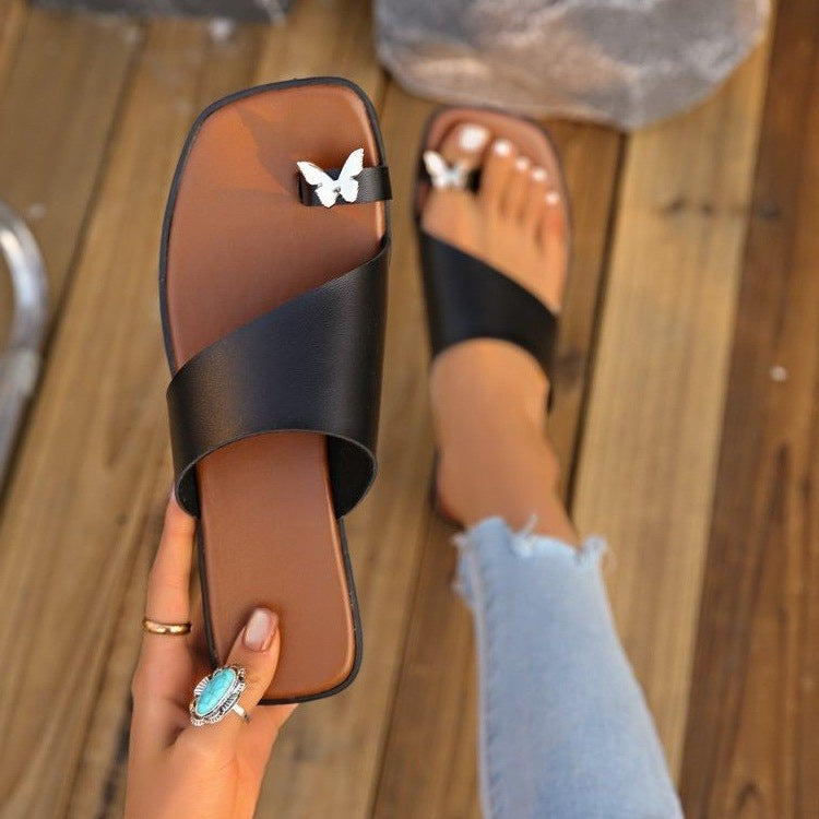Damen modische Komfortslides mit elegantem Riemen EB
