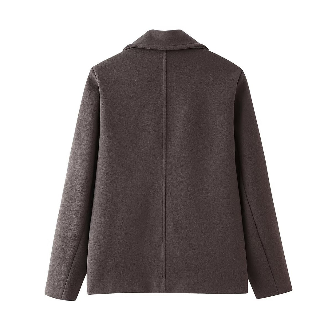 Damen Wollmantel mit elegantem Revers und praktischen Taschen EB