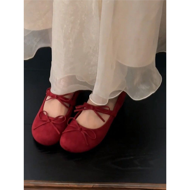 Damen bequeme Ballerinas mit dekorativen Schleifen EB