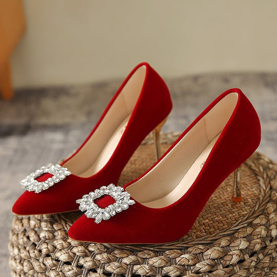 Damen elegante Spitzenpumps mit funkelndem Strassakzent EB