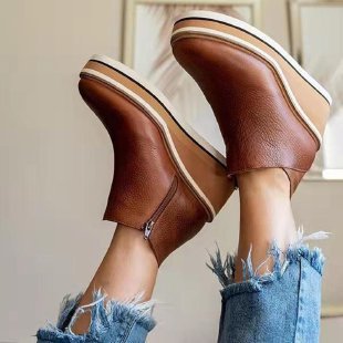 Damen Wedge-Stiefeletten mit raffiniertem Reißverschluss EB