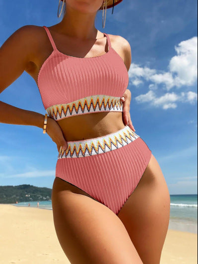 Damen Hochtailliertes Bikiniset mit raffinierten Zierdetails EB