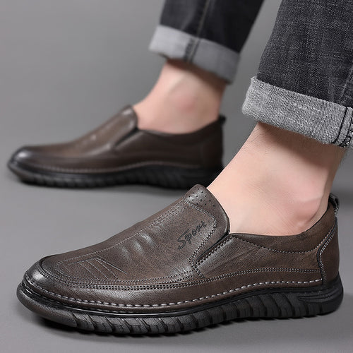 Damen Elegante Slip-On Lederschuhe mit rutschfester Sohle EB