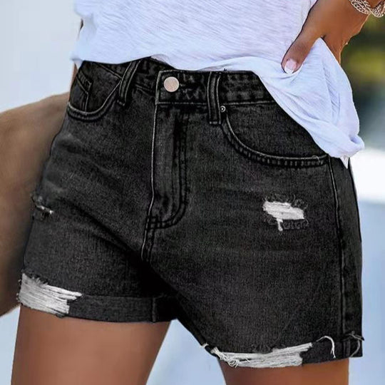 Damen Denim-Shorts im modischen Destroyed-Look mit lässigem Schnitt EB