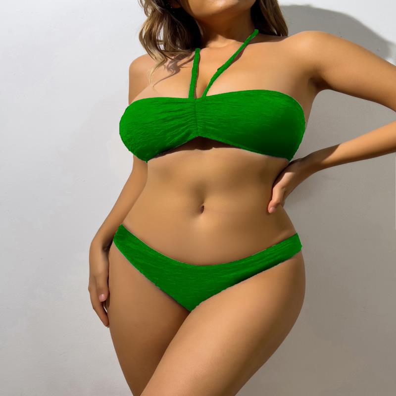 Damen Bandeau-Bikini mit elastischen Trägern und raffiniertem Wickeldetail EB