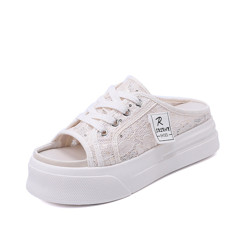 Damen Komfortable Clogsneaker mit modischem Spitzendesign EB