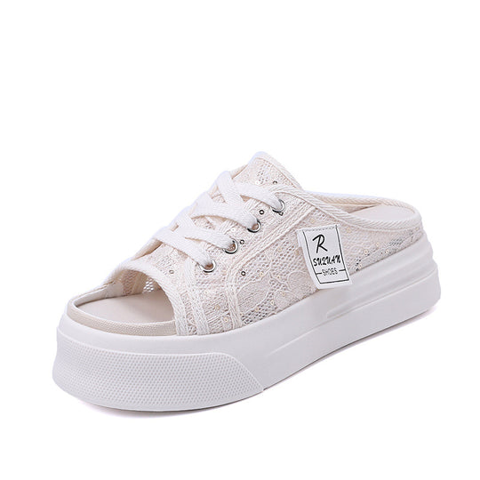 Damen Komfortable Clogsneaker mit modischem Spitzendesign EB