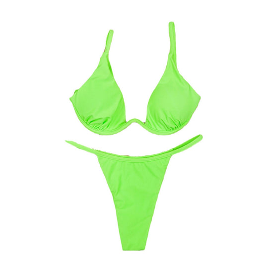 Damen Triangel-Bikini mit schimmerndem Oberteil und verstellbaren Trägern EB