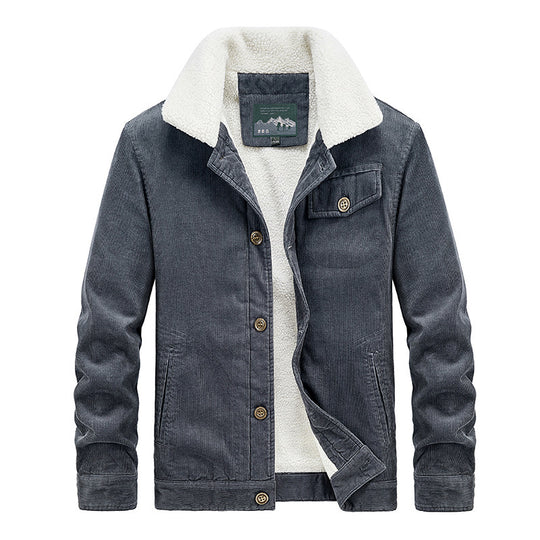 Herren Cord‑Blouson mit durchgehendem Sherpa‑Innenfutter und Umlegekragen EB
