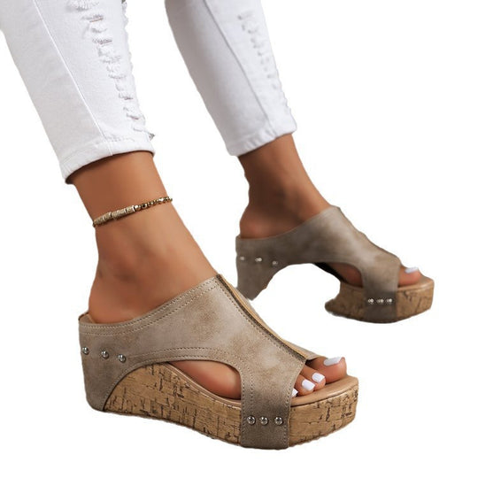 Damen Bequeme Naturkork-Sandalen mit weichem Obermaterial EB