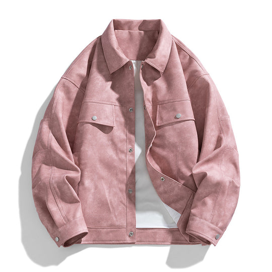 Men's  suede-effect relaxed trucker jacket with topstitch detailing EB