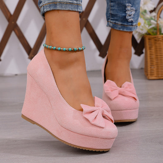 Damen Wedge-Pumps mit dekorativer Schleifen-Applikation und komfortablem Fußbett EB