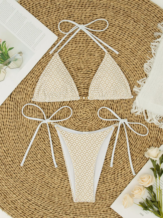 Damen Triangel-Bikini mit breiten Bindebändern EB