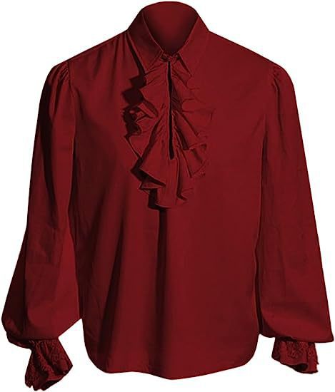 Herren nan elegantes Barock-Rüschenhemd mit Stehkragen, Volantbrust und Spitzenmanschetten Eb
