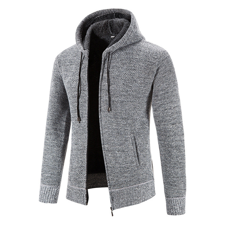 Herren Strickjacke mit moderner Kapuze und strukturiertem Design EB
