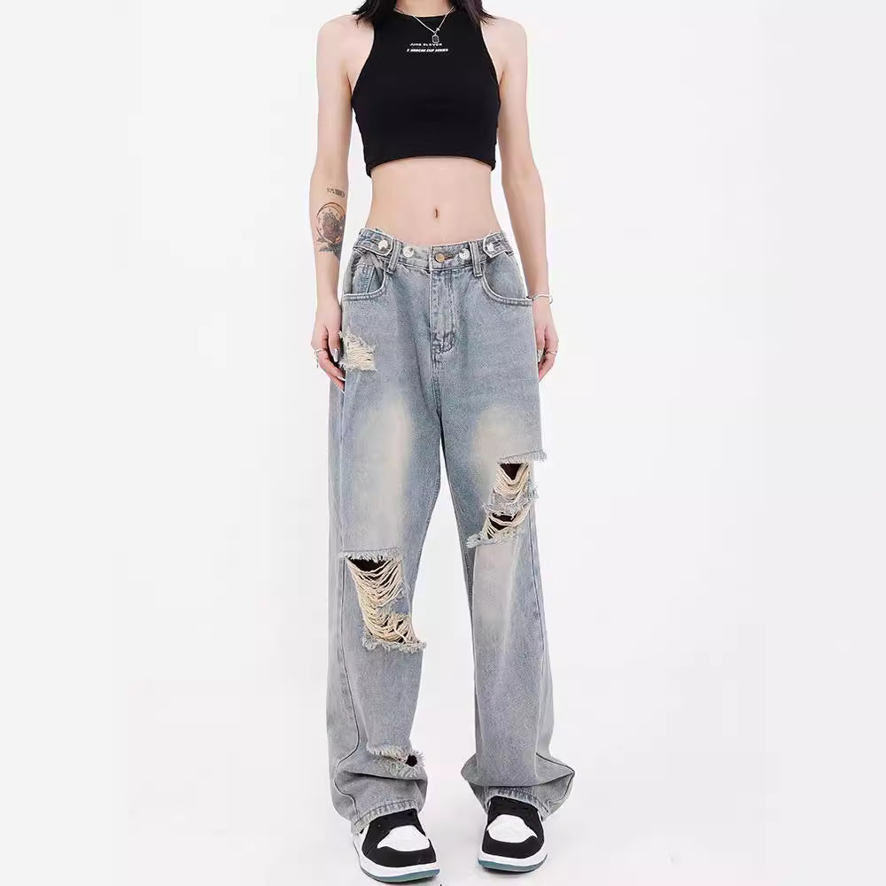 Damen Weite Destroyed Jeans im lässigen Schnitt EB