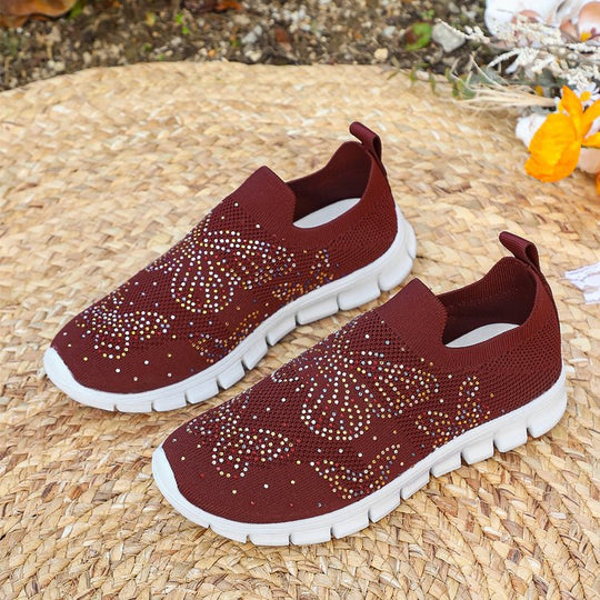 Damen Sportliche Slip-Ons mit funkelnden Verzierungen EB