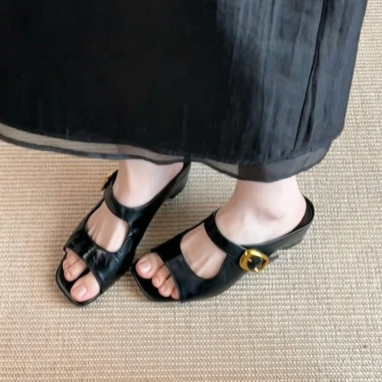 Damen Sandalen mit elegantem Riemchendesign und hochwertiger Schnalle EB