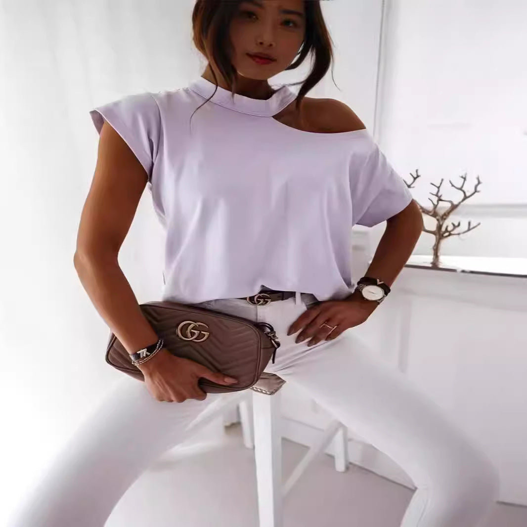 Damen Off-Shoulder T-Shirt mit modernem Schnitt und bequemen Ärmeln EB