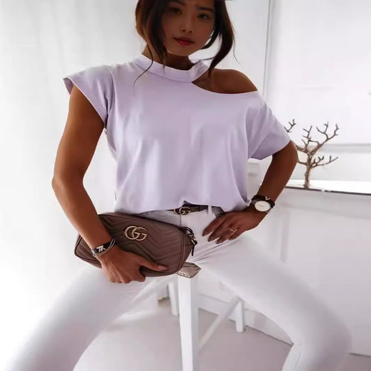 Damen Off-Shoulder T-Shirt mit modernem Schnitt und bequemen Ärmeln EB