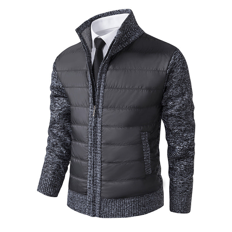Herren nan gesteppte Hybrid-Strickjacke mit Stehkragen Reißverschluss und Eingrifftaschen EB