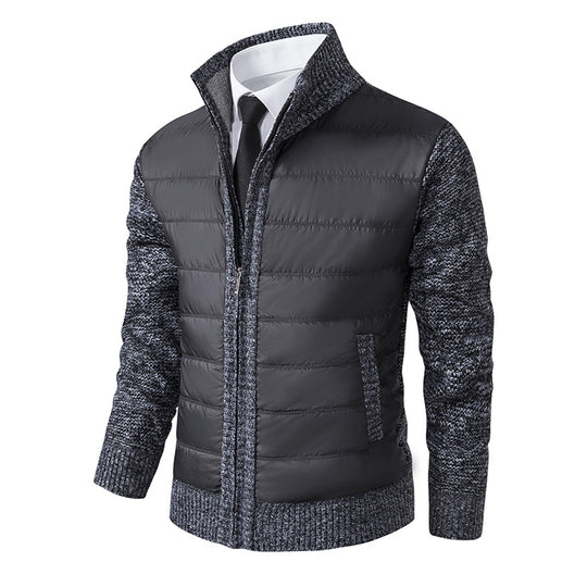 Herren nan gesteppte Hybrid-Strickjacke mit Stehkragen Reißverschluss und Eingrifftaschen EB