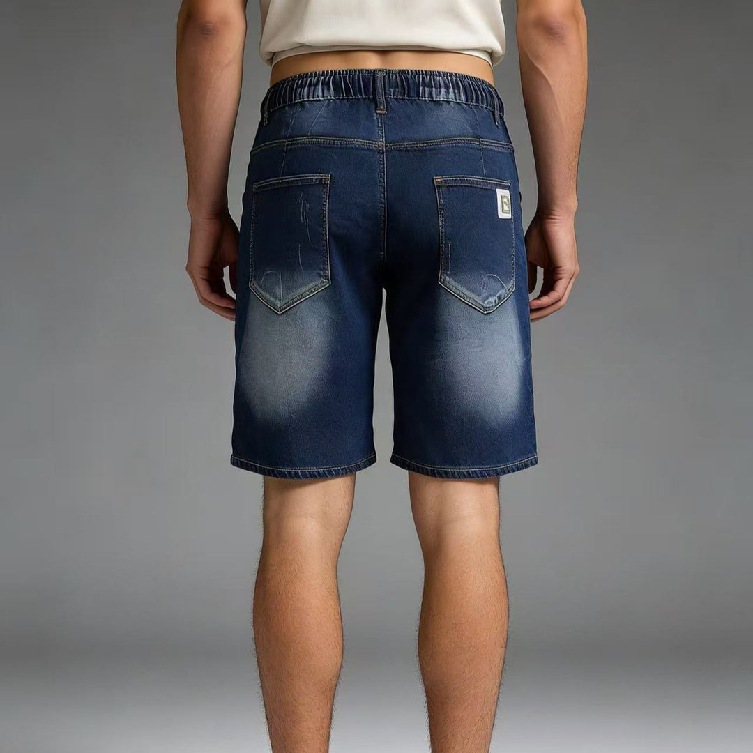 Herren bequeme Denim-Shorts mit elastischem Bund und lässigem Design EB