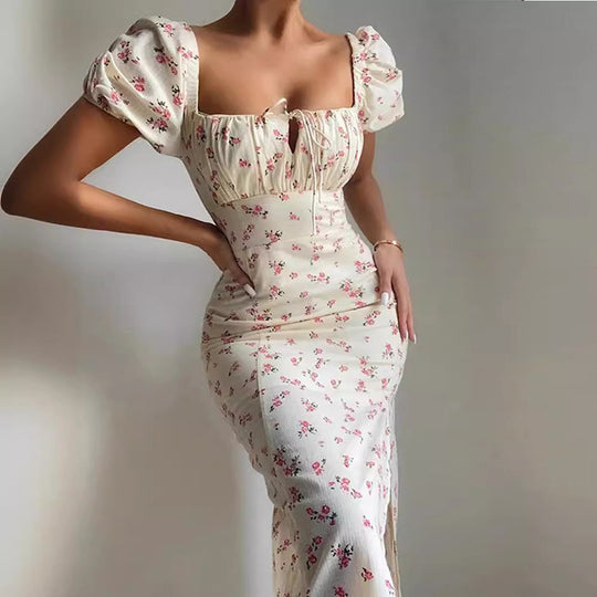 Damen Blumenmuster Kleid EB