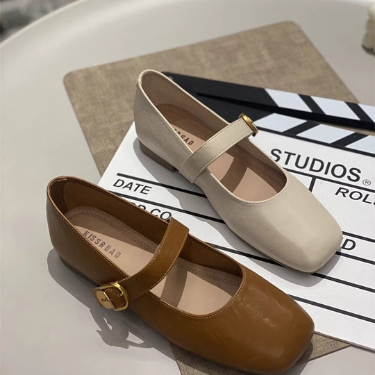 Damen elegante Ballerinas mit dekorativem Riemen und komfortablem Fußbett EB