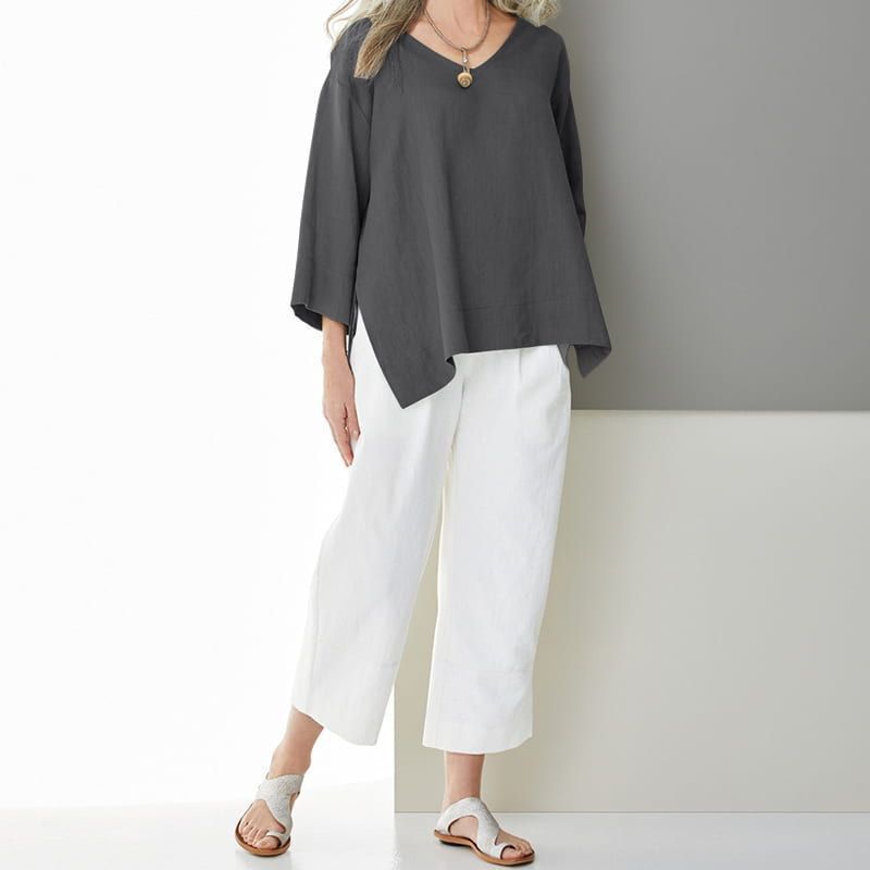 Damen Leichtes Leinenoberteil EB