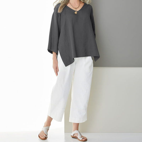 Damen Leichtes Leinenoberteil EB