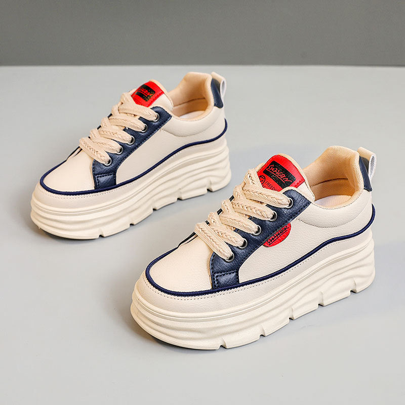 Damen Plattform Sneakers mit modischer Gummilaufsohle und atmungsaktivem Obermaterial EB