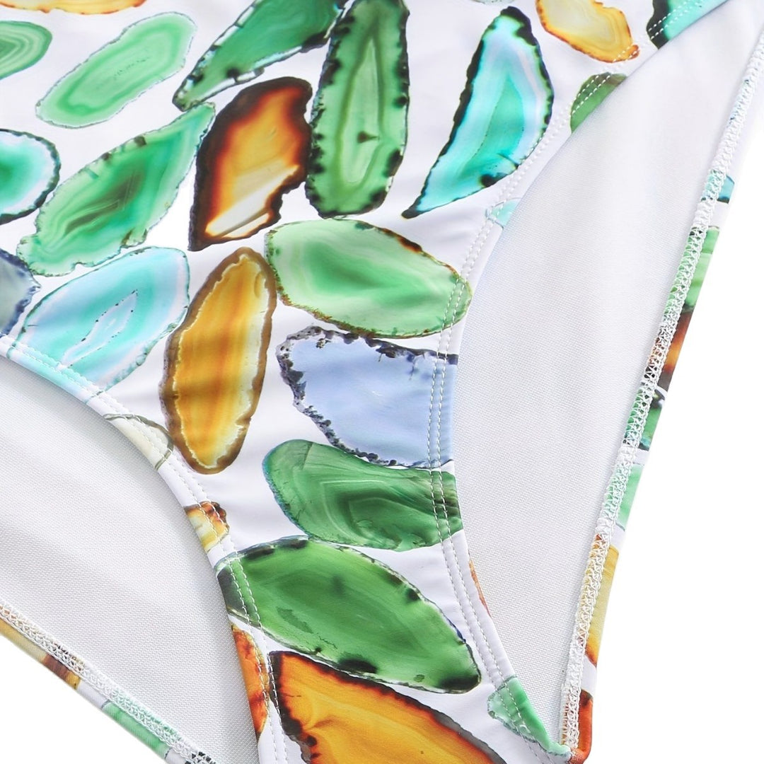 Damen Bikiniset mit raffiniertem Oberteil und hohem Beinausschnitt EB