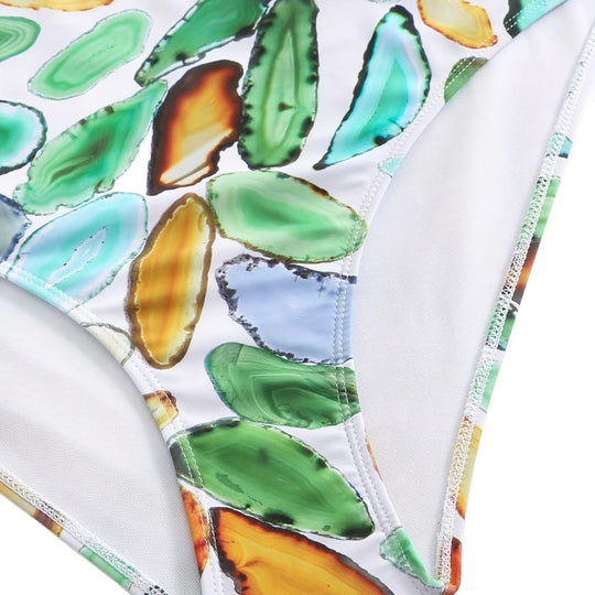 Damen Bikiniset mit raffiniertem Oberteil und hohem Beinausschnitt EB