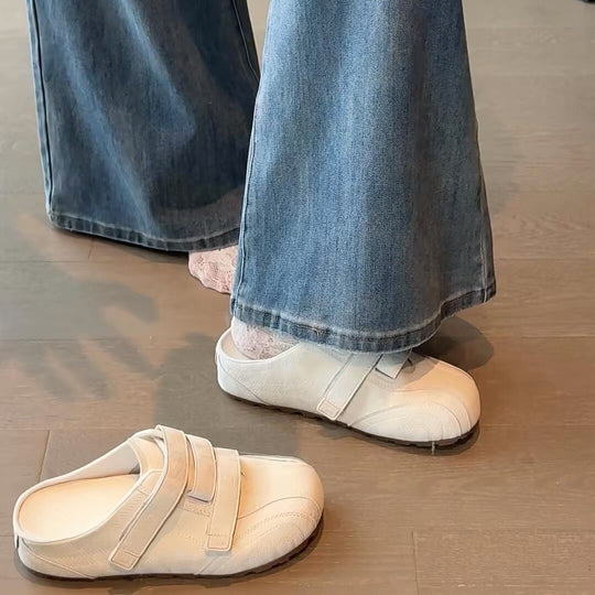 Damen Clogs mit verstellbaren Klettverschlüssen und ergonomischer Fußbettausstattung EB