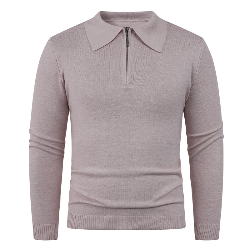 Herren Strickpullover mit halb offenem Kragen und feiner Rippenstruktur EB