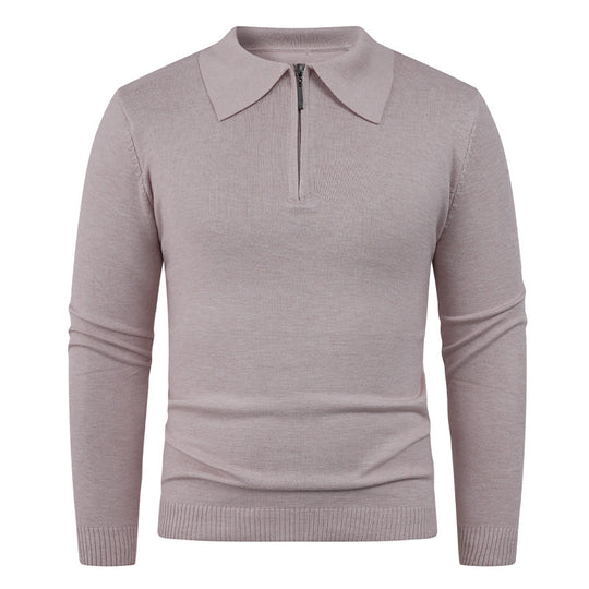 Herren Strickpullover mit halb offenem Kragen und feiner Rippenstruktur EB