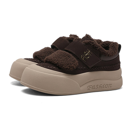 Damen Modische Sneaker mit kuscheligem Innenfutter und breitem Klettverschluss EB
