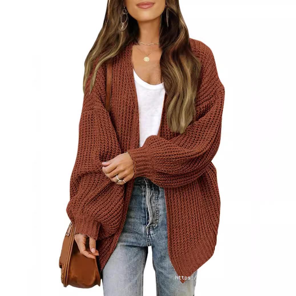 Damen Empfindlicher Grobstrick-Cardigan mit schillernden Ärmeln EB