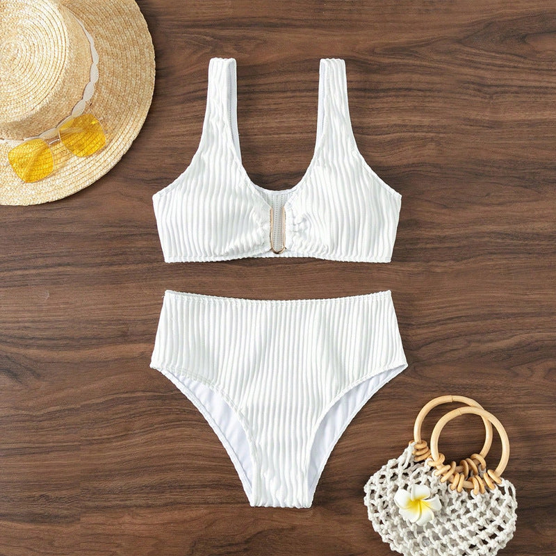 Damen Hochgeschnittener Bikini mit einzigartiger Rippstruktur EB