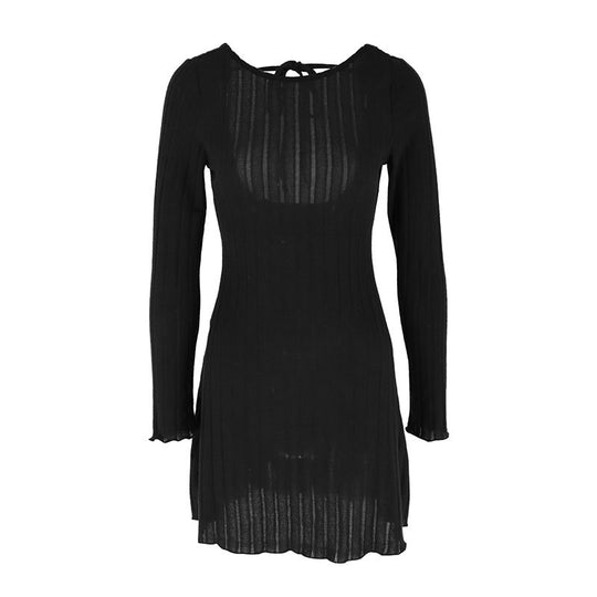 Damen Langarm-Strickkleid mit raffinierten Rippdetails EB