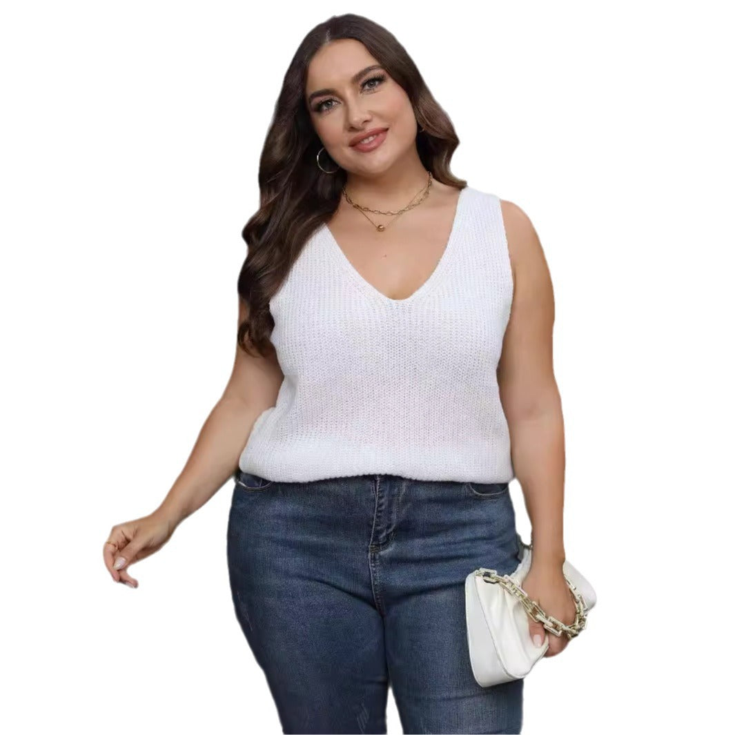 Damen luftiges Stricktop mit V-Ausschnitt EB