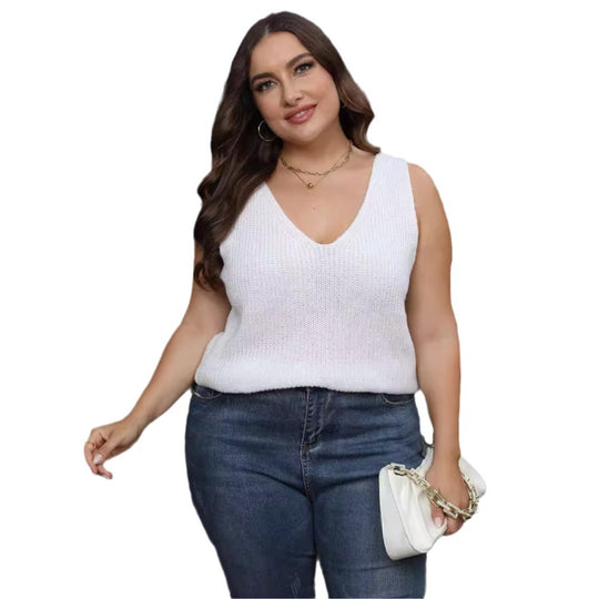 Damen luftiges Stricktop mit V-Ausschnitt EB