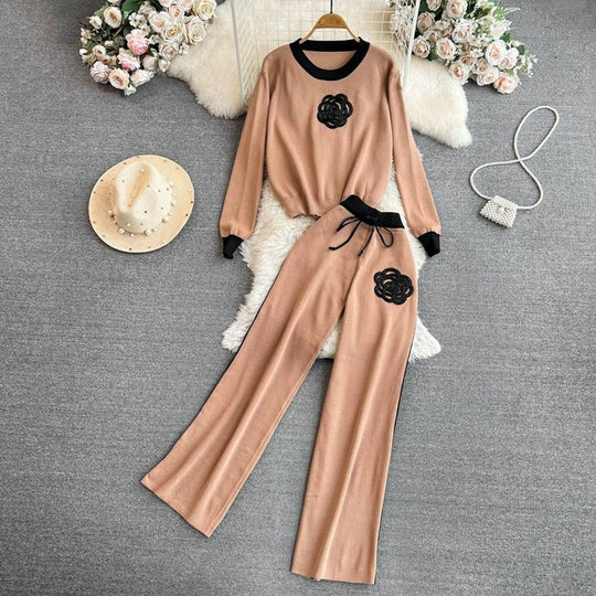 Damen elegantes und komfortables Freizeit-Set mit floralem Design EB