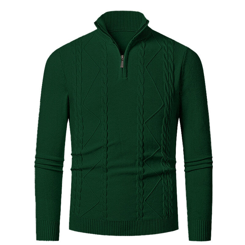 Herren Strickpullover mit Stehkragen und Zopfmuster EB