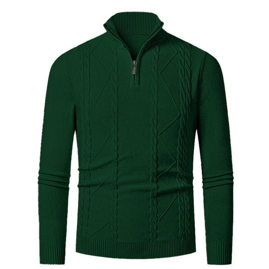 Herren Strickpullover mit Stehkragen und Zopfmuster EB