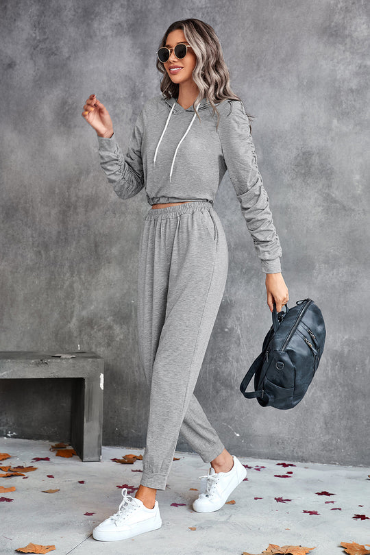 Damen bequemer Hoodie-Overall mit praktischen Taschen und elastischem Taillenzug EB