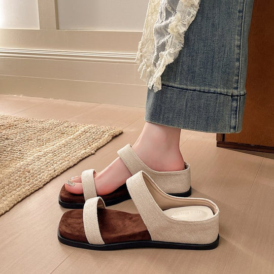 Damen elegante diagonale Riemensandalen mit komfortablem Fußbett EB