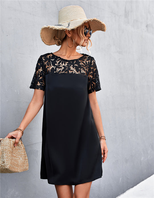 Damen Kleid mit Spitzenärmel EB